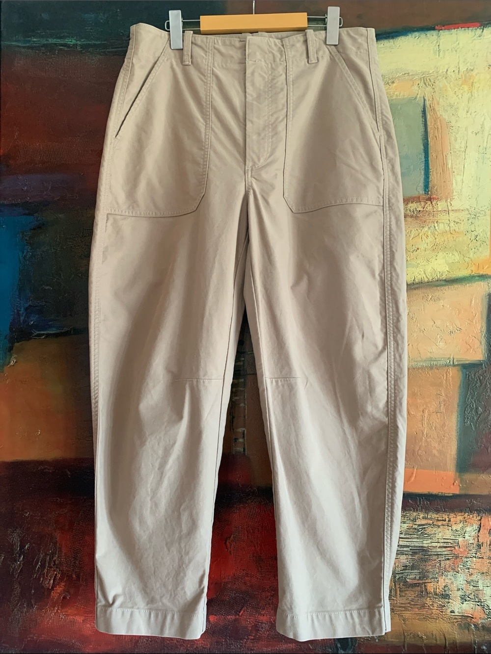 Banana Republic High-Rise Barrel Utility Chino Tan Beige EUC, Sz 12